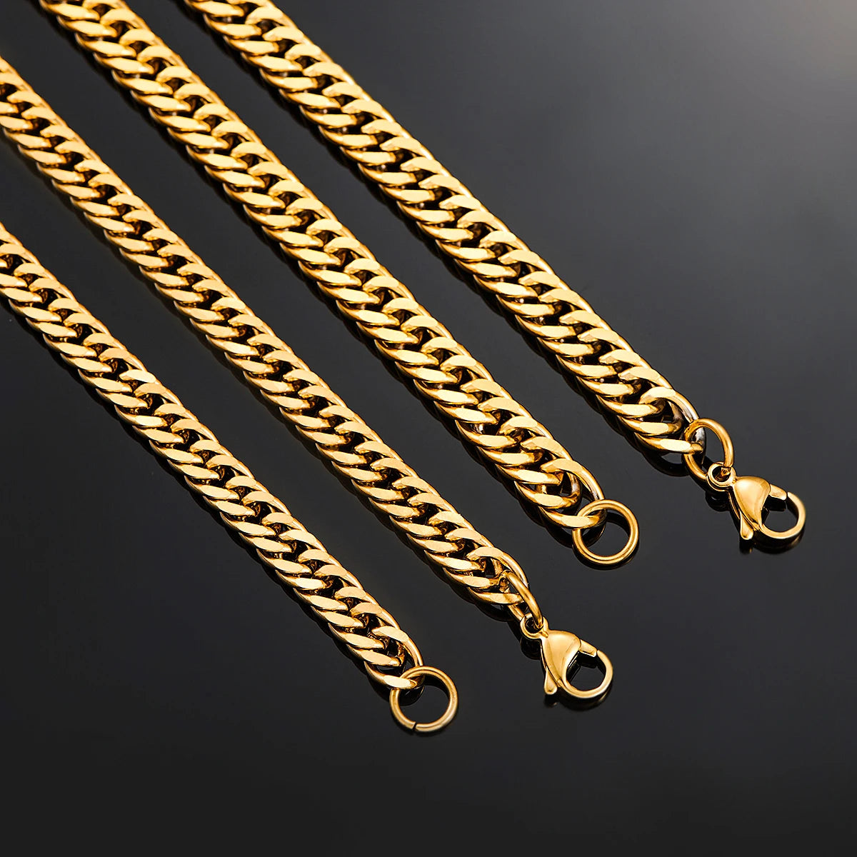 4.8Mm/5.8Mm/6.6Mm/7.5Mm/9.2Mm Gold Color Stainless Steel Cuban Link Chains Classic Men Boy Curb Chunky Necklace 14 to 30 Inches