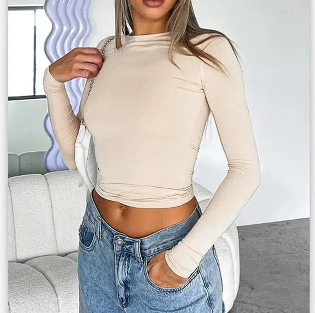 Women Short Sleeve T-shirts Causal O Neck Solid Slim Fit Tee Summer Sexy Basic Crop Top