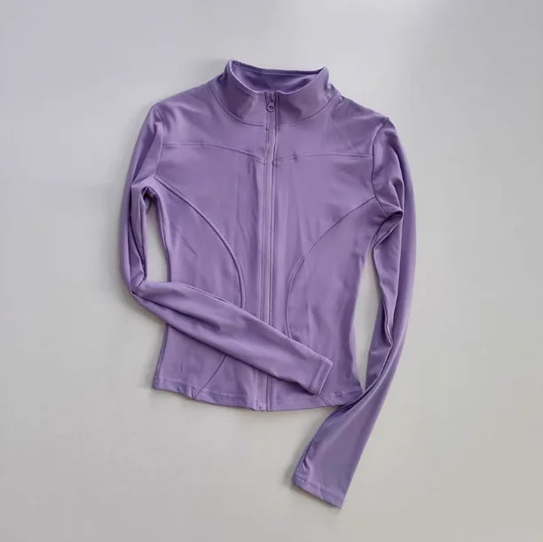 Outdoor Sports Long Sleeved Women Slim Quick Dry Zipper Cardigan Stand Up Collar Jacket