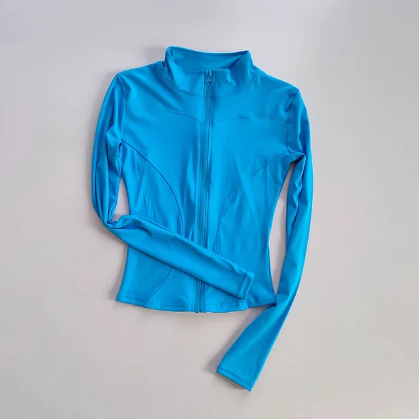 Outdoor Sports Long Sleeved Women Slim Quick Dry Zipper Cardigan Stand Up Collar Jacket