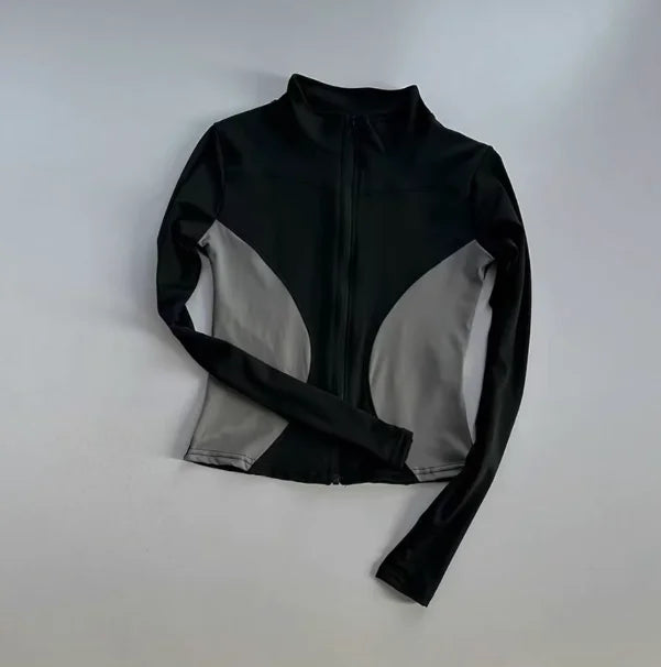 Outdoor Sports Long Sleeved Women Slim Quick Dry Zipper Cardigan Stand Up Collar Jacket
