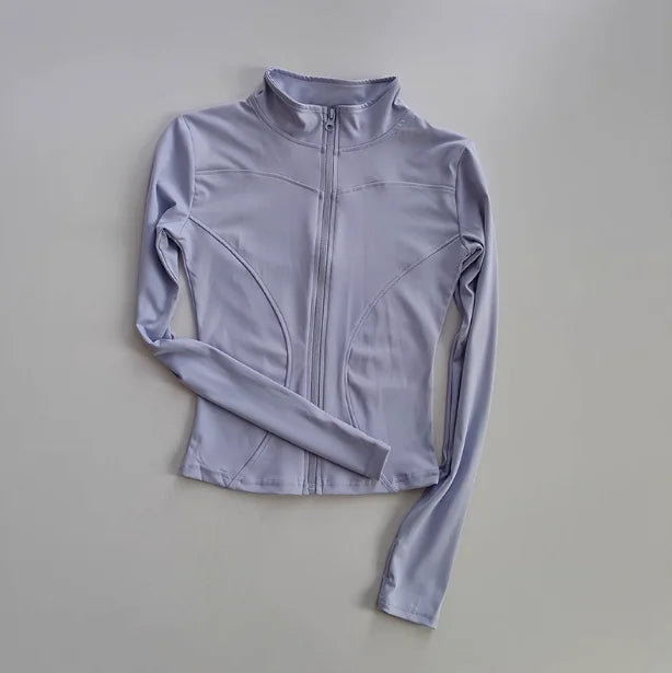 Outdoor Sports Long Sleeved Women Slim Quick Dry Zipper Cardigan Stand Up Collar Jacket
