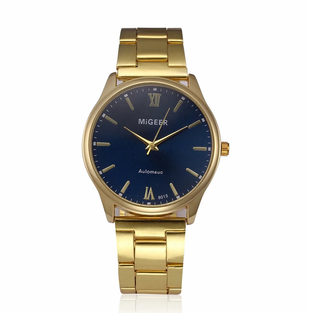 Man Crystal Stainless Steel Analog Quartz Wrist Watch