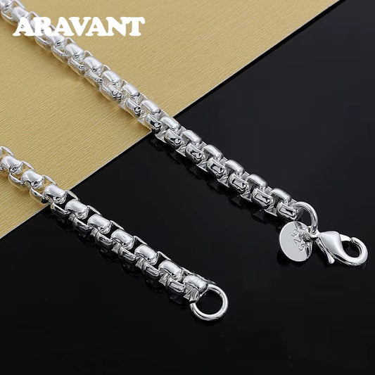 925 Silver 5MM Box Chain Necklaces for Women Men Fashion Jewelry