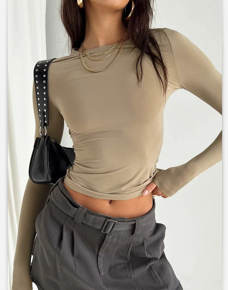 Women Short Sleeve T-shirts Causal O Neck Solid Slim Fit Tee Summer Sexy Basic Crop Top